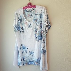 New direction  3x semi sheer shark bite top